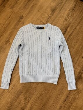 Ralph Lauren Light Blue Cable-Knit Crewneck Sweater